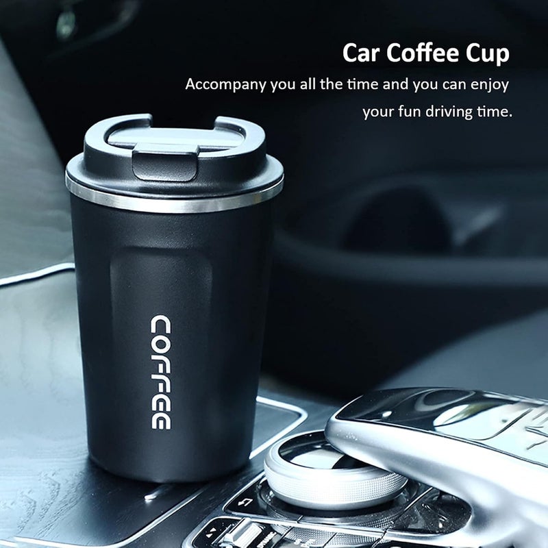 Eacam 510mL Stainless Steel Coffee Cup, Leakproof Insulated Thermal Cup Car Coffee Cup Stainless Steel Vacuum Insulated Coffee Mug for Hiking, Camping & Traveling - Image 4