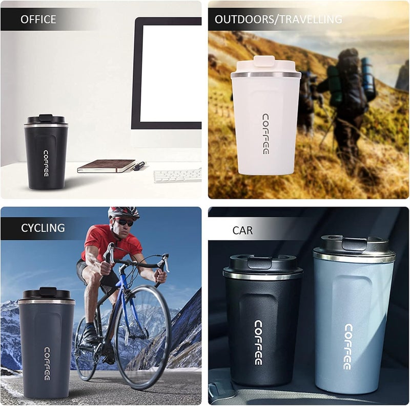 Eacam 510mL Stainless Steel Coffee Cup, Leakproof Insulated Thermal Cup Car Coffee Cup Stainless Steel Vacuum Insulated Coffee Mug for Hiking, Camping & Traveling - Image 2