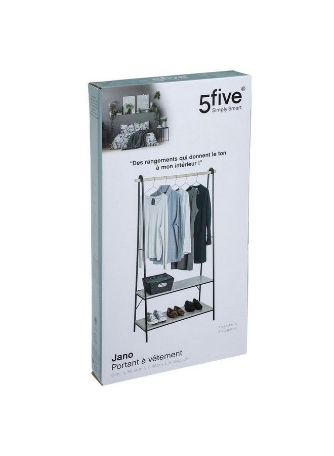 Five Simply Smart Jano Single Rail Clothes Rack with Shelves Brown and Black 164.5 x 46 x 95.5 cm 160406 - Image 4