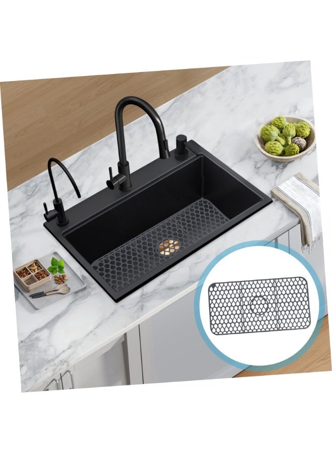 Large Silicone Kitchen Sink Mat, 26"x14" Non-Slip Farmhouse Sink Protector, Eco-Friendly & Stain-Free, Gray - Image 2
