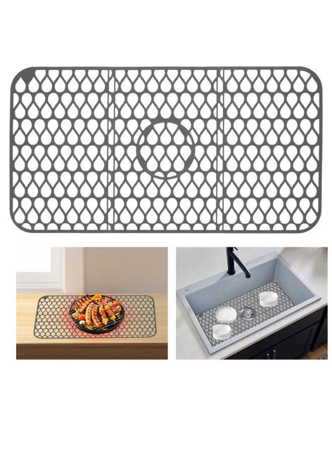 Large Silicone Kitchen Sink Mat, 26"x14" Non-Slip Farmhouse Sink Protector, Eco-Friendly & Stain-Free, Gray - Image 5