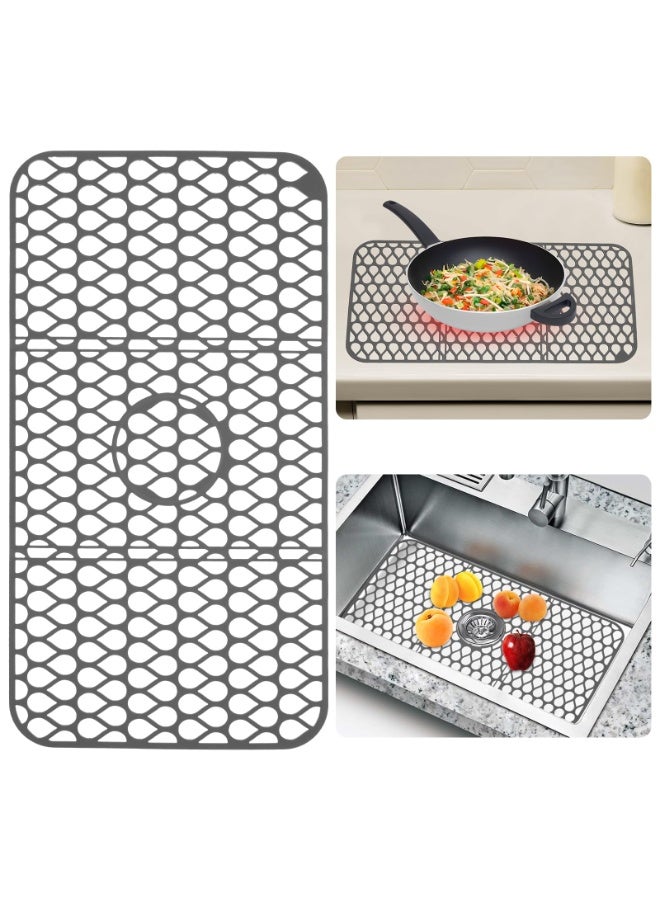 Large Silicone Kitchen Sink Mat, 26"x14" Non-Slip Farmhouse Sink Protector, Eco-Friendly & Stain-Free, Gray - Image 4