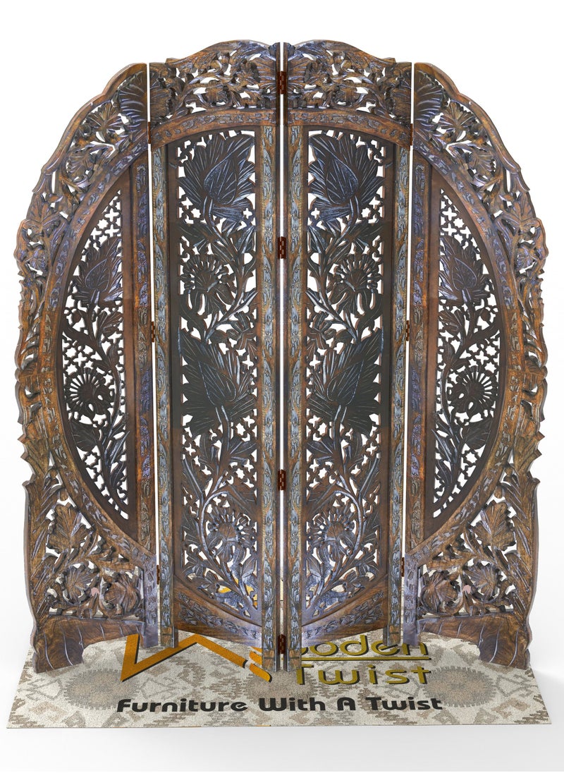 Wooden Twist - Wooden Twist Partition Screen Room Divider In 4 Panel - Image 1