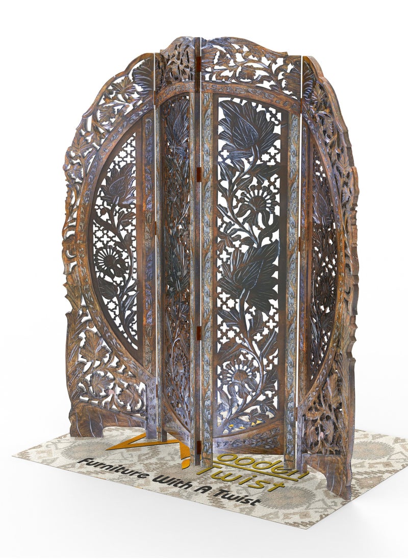 Wooden Twist - Wooden Twist Partition Screen Room Divider In 4 Panel - Image 1