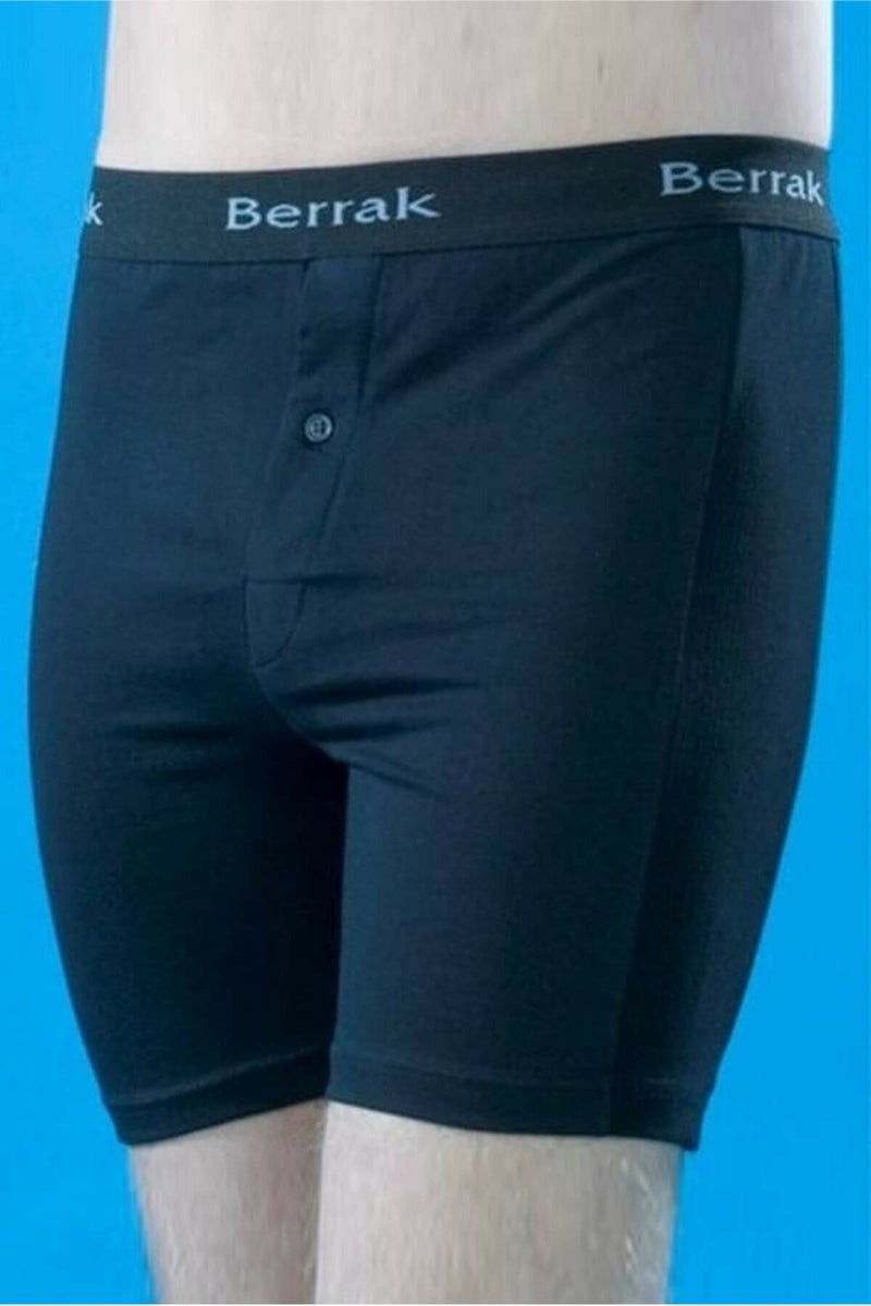 Berrak 12 Pieces Dark Blue Colored Buttoned Lycra Boxer 
