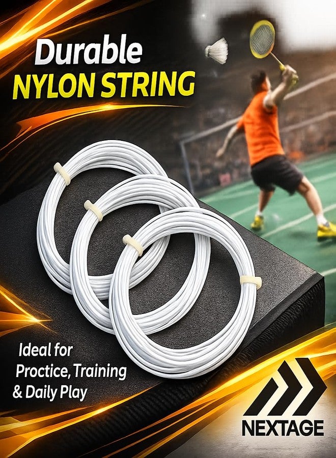 Nextage Badminton String 10 Meter Each - String Replacement Pack of 3 (Total 30m) for Badminton Rackets | Durable Nylon Badminton Gut for Rackets | Ideal for Practice & Training - Image 5