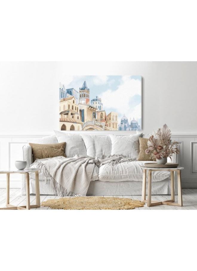 Home Gallery Home Gallery illustration mediterranean city Printed canvas wall art  - Image 3
