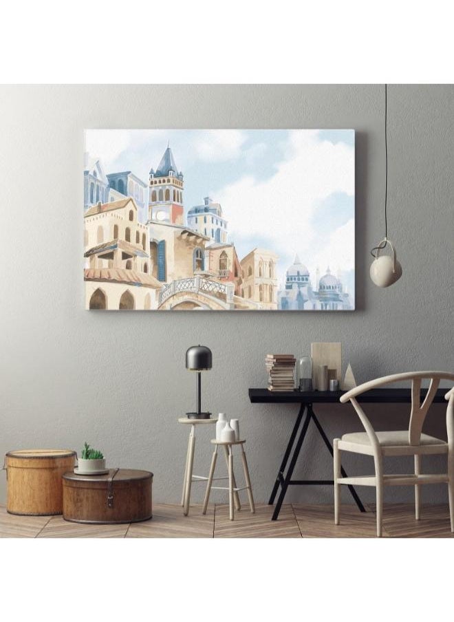 Home Gallery Home Gallery illustration mediterranean city Printed canvas wall art  - Image 2