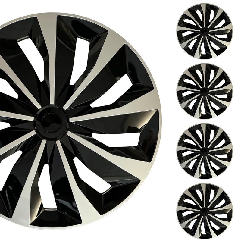 Aiqiying Hubcap Wheel Cover Replacement R17 Hub Caps UniversalFit Steel Wheel Rim Cover ABS Material Exterior Accessories for Car Truck SUV Set of 417inchSilverBlack - Image 3