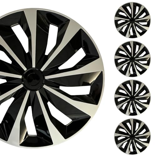 Aiqiying Hubcap Wheel Cover Replacement R17 Hub Caps UniversalFit Steel Wheel Rim Cover ABS Material Exterior Accessories for Car Truck SUV Set of 417inchSilverBlack - Image 1