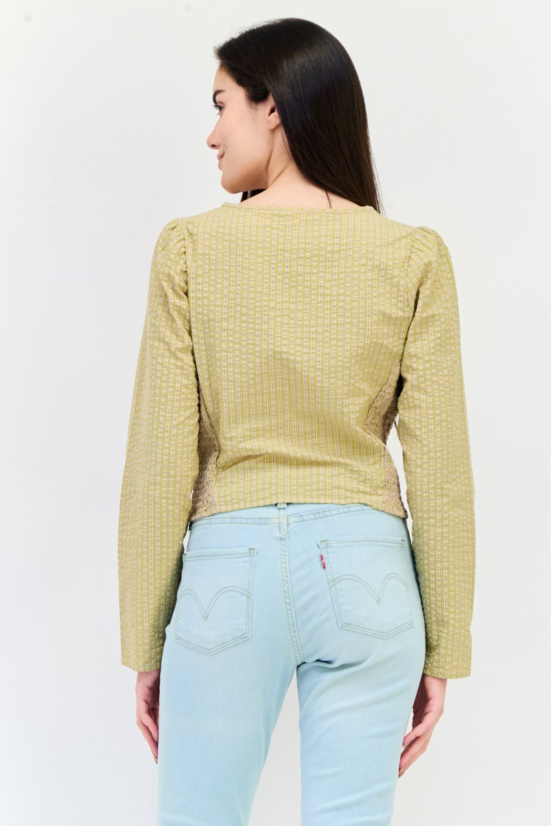 Levi's Women Tie Neck Long Sleeve Checkered Blouse, Multicolor  - Image 3