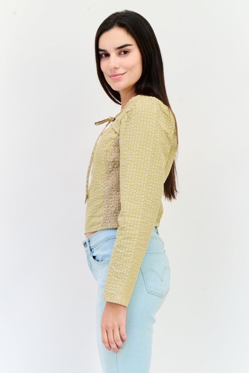 Levi's Women Tie Neck Long Sleeve Checkered Blouse, Multicolor  - Image 2
