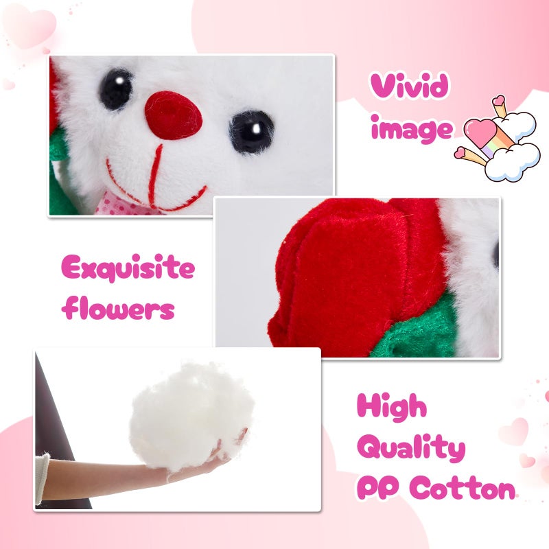 BSTAOFY Light up White Teddy Bear LED Stuffed Animal with Rose Soft Nightlight Glow Bear Plush Toy Gifts for Kids Mom Girls Birthday Christmas Valentineâ€˜s Day, 8" (Red) - Image 4