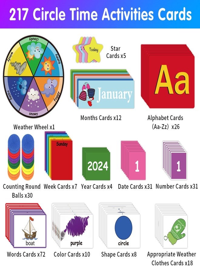 BOHEMIABY Circle Time Learning Center Classroom Pocket Chart, Circle Time Calendar Preschool, Educational Pocket Chart Teaching Materials, Learning Calendar Weather Counting Letter Color Shape etc - Image 4
