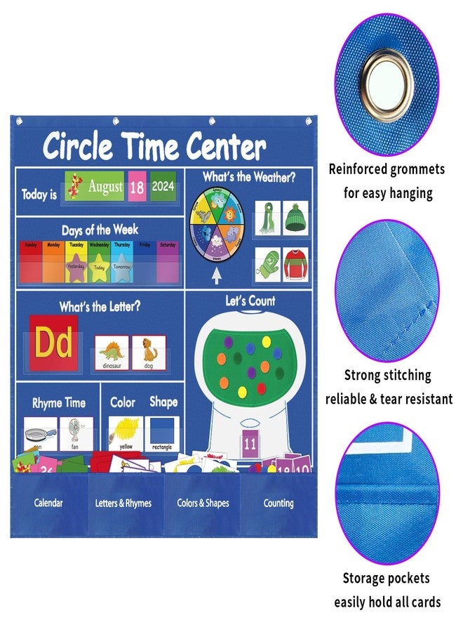 BOHEMIABY Circle Time Learning Center Classroom Pocket Chart, Circle Time Calendar Preschool, Educational Pocket Chart Teaching Materials, Learning Calendar Weather Counting Letter Color Shape etc - Image 3