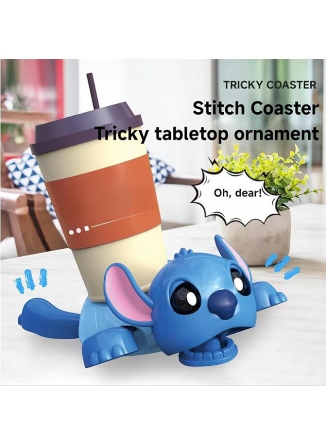Decorative Stitch Spooky Figure Coaster with Interactive Expressions Available in Blue and Pink, Blue - Image 4
