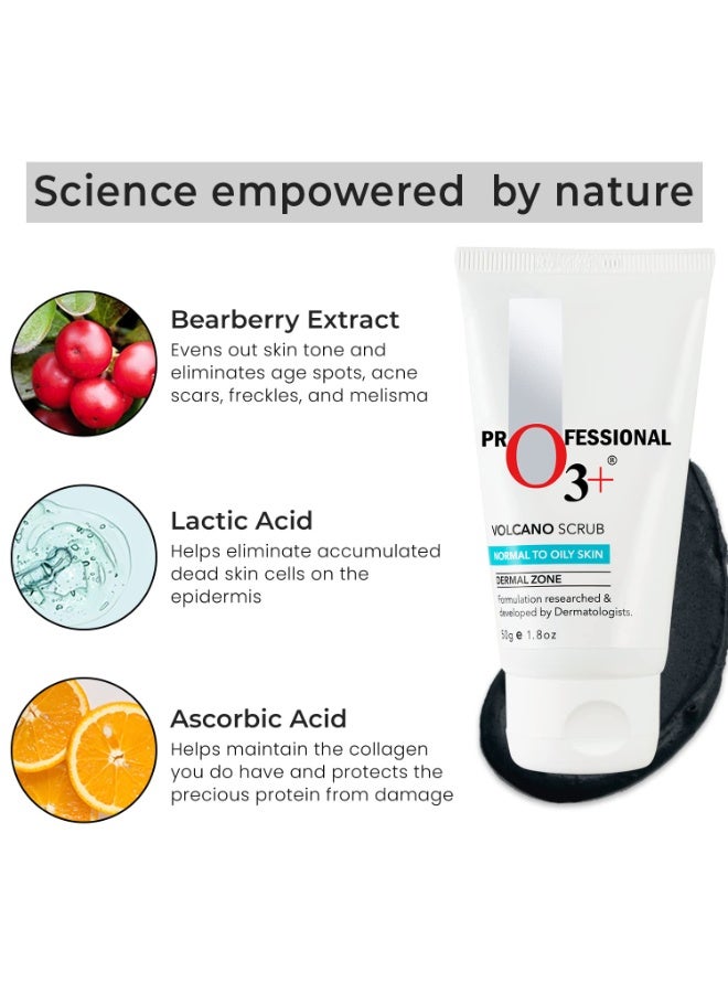 O3+ Volcano Scrub (50G) & O3+ ALPHA MEN Acno D-TAN Face Wash with Tea Tree 100g for Oily Skin Combo - Image 3