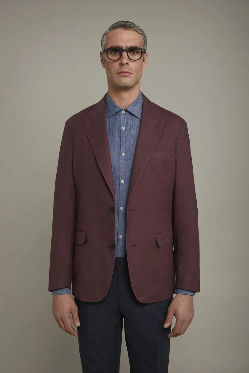 Men's single-breasted unlined linen and - Bordeaux