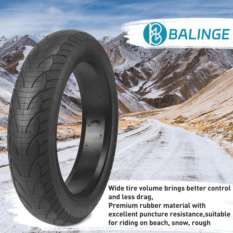 BALINGE E Bike Fat tire 20 x 4 1 Pack Heavy Duty High-Performance Wear-Resistant E-Bike Mountain Snow Bike Tyre ï¼ŒFat Bike Tiresï¼Œ20x4.0 Fat tireï¼ŒBlackï¼Œ1 tire 2 levers - Image 4