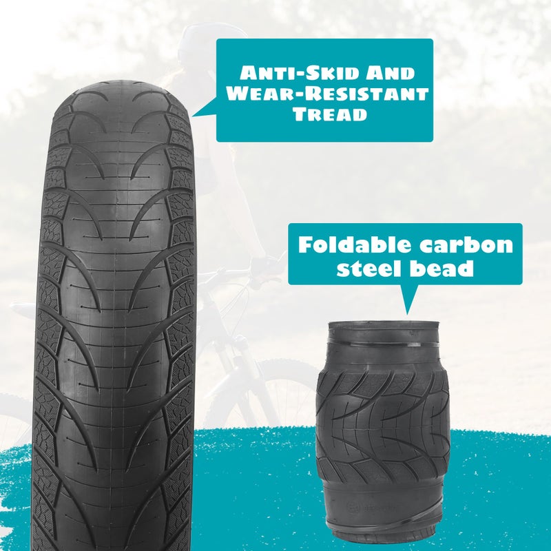 BALINGE E Bike Fat tire 20 x 4 1 Pack Heavy Duty High-Performance Wear-Resistant E-Bike Mountain Snow Bike Tyre ï¼ŒFat Bike Tiresï¼Œ20x4.0 Fat tireï¼ŒBlackï¼Œ1 tire 2 levers - Image 5