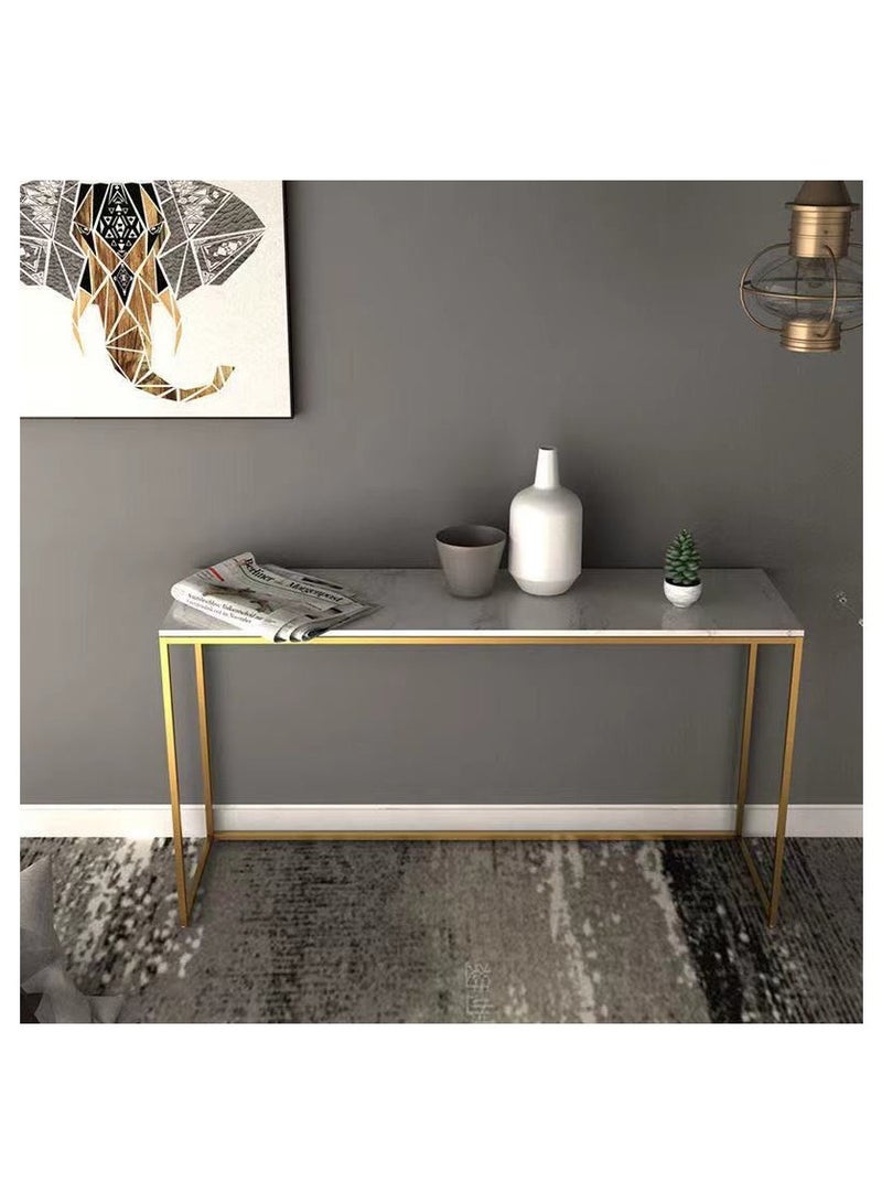 fashionhome Premium Console Table for Entryway Faux Marble Table with Golden Frame for Living Room Office  - Image 4