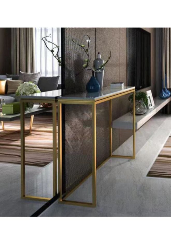 fashionhome Premium Console Table for Entryway Faux Marble Table with Golden Frame for Living Room Office  - Image 5
