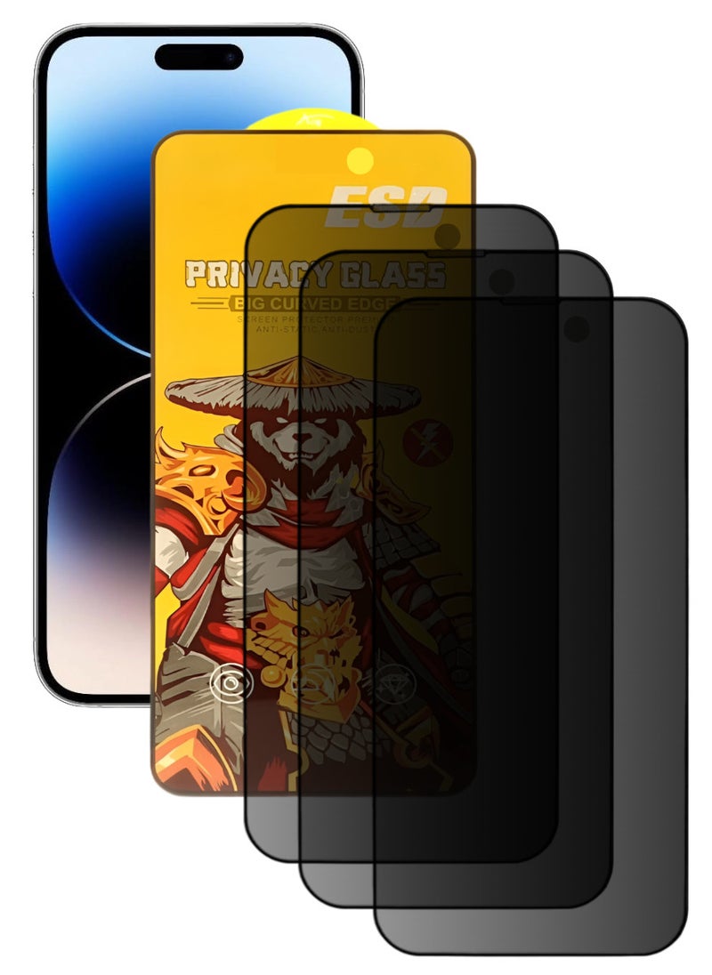 ESD 3 Pieces Tempered Dustproof Privacy Glass Screen Protector Compatible For iPhone 14 Pro Max - Image 1