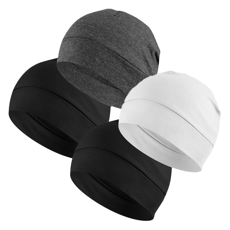 Headshion Cotton Skull Caps for Men Women,4-Pack Lightweight Beanie Sleep Hats Breathable Helmet Liner - Image 1