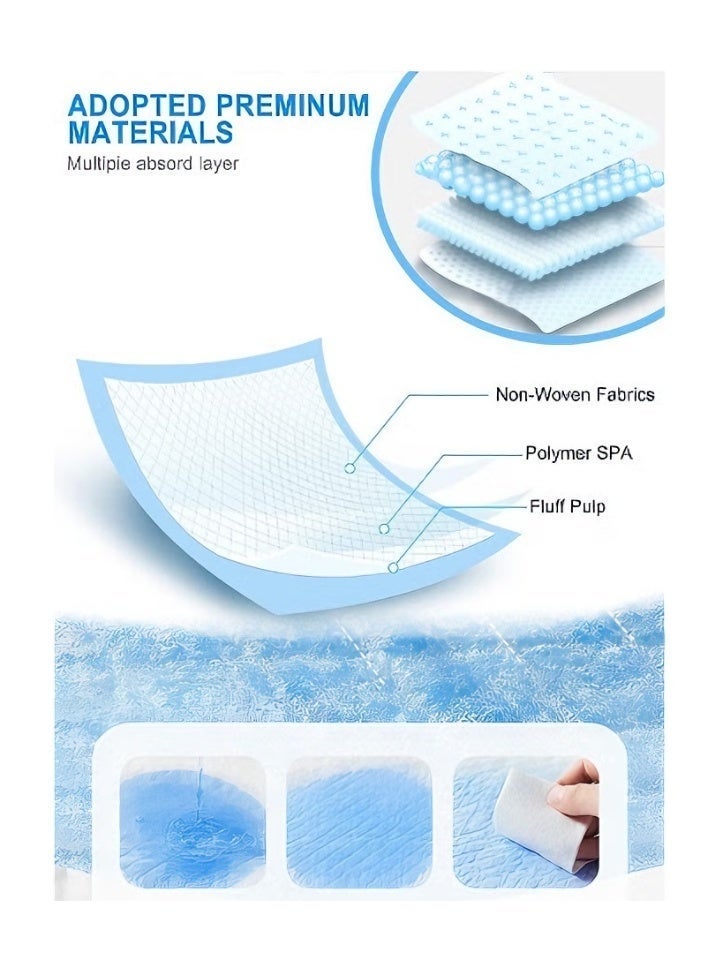 Aknzlmed 60*90CM Disposable Baby Diapers Baby Changing Diaper Pads 5-Layer Protection Ventilation Waterproof Leak Proof Rapid Drying Blue Hospital Pad - Image 3