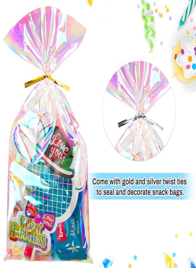 Ohuimrt Iridescent Cellophane Treat Bags, 5x11 Inches, 100 PCS - Image 4