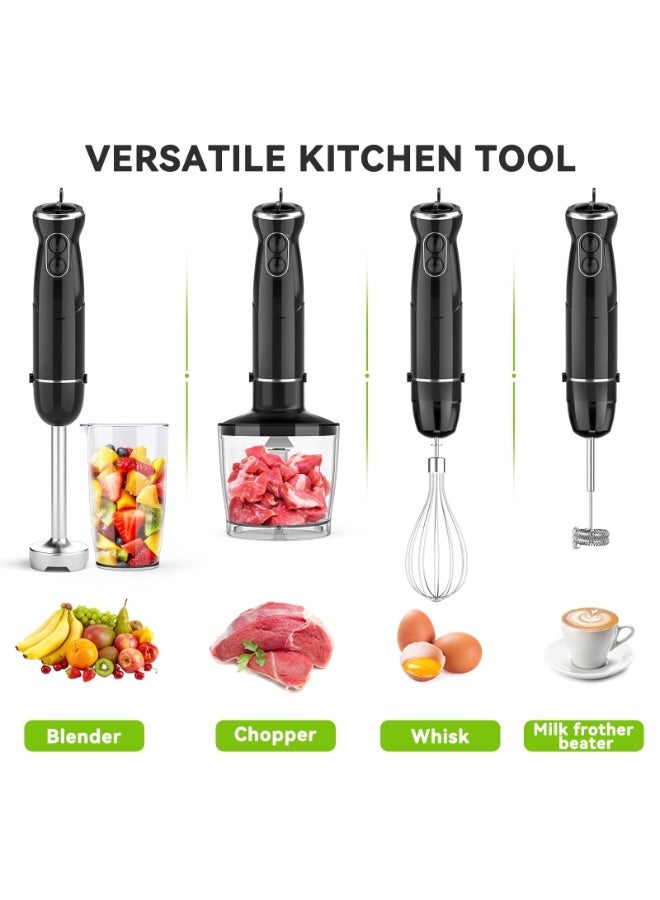 XICEN Electric Hand Blender 1000W, 5 in 1 Hand Mixer Stick, BPA-Free 12 Speed Handheld Blender 304 Stainless, Include Mixing Beaker, Chopper, Whisk, Milk Frother,  for Soup, Smoothies, Baby Food, Sauce - Image 3