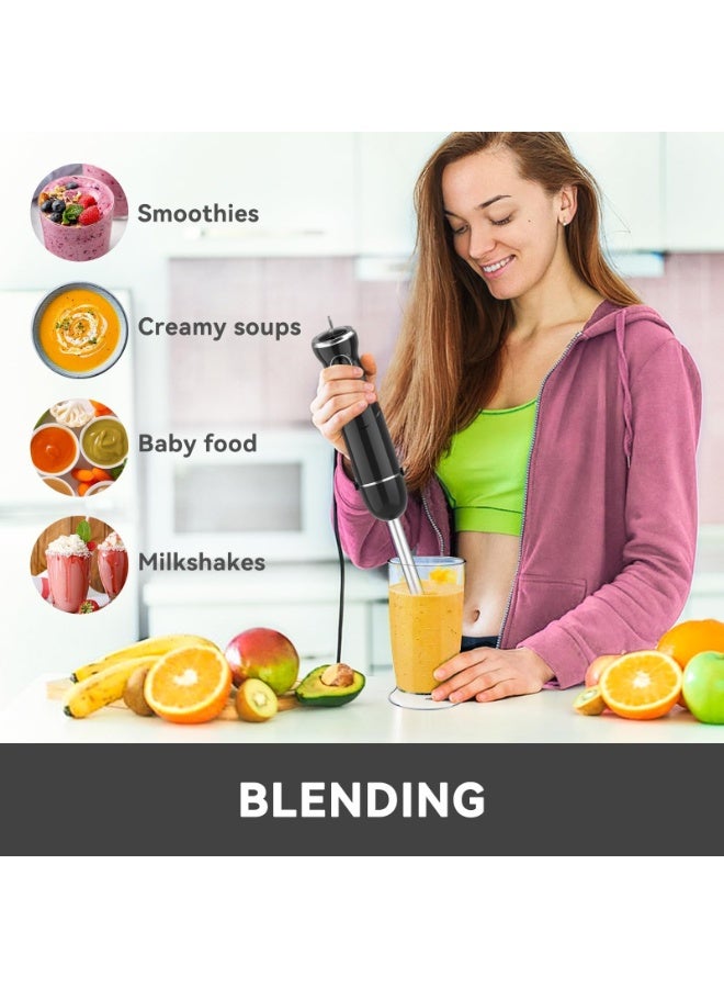 XICEN Electric Hand Blender 1000W, 5 in 1 Hand Mixer Stick, BPA-Free 12 Speed Handheld Blender 304 Stainless, Include Mixing Beaker, Chopper, Whisk, Milk Frother,  for Soup, Smoothies, Baby Food, Sauce - Image 4