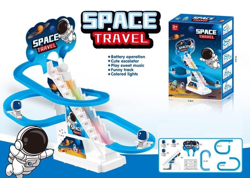WireScorts Space Travel Music Track Toy with Climbing Stairs, Flashing Lights & Music I Battery Operated Slide Toy for Kids 3+ Years I Fun Spiral Track Playset for Boys & Girls - Image 5