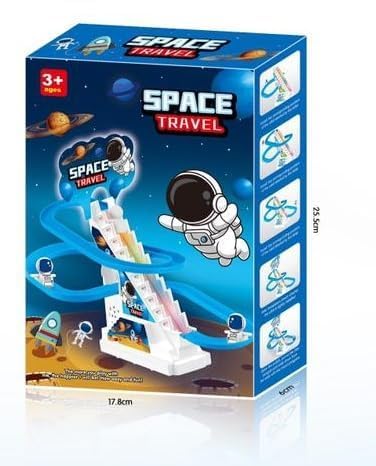 WireScorts Space Travel Music Track Toy with Climbing Stairs, Flashing Lights & Music I Battery Operated Slide Toy for Kids 3+ Years I Fun Spiral Track Playset for Boys & Girls - Image 4
