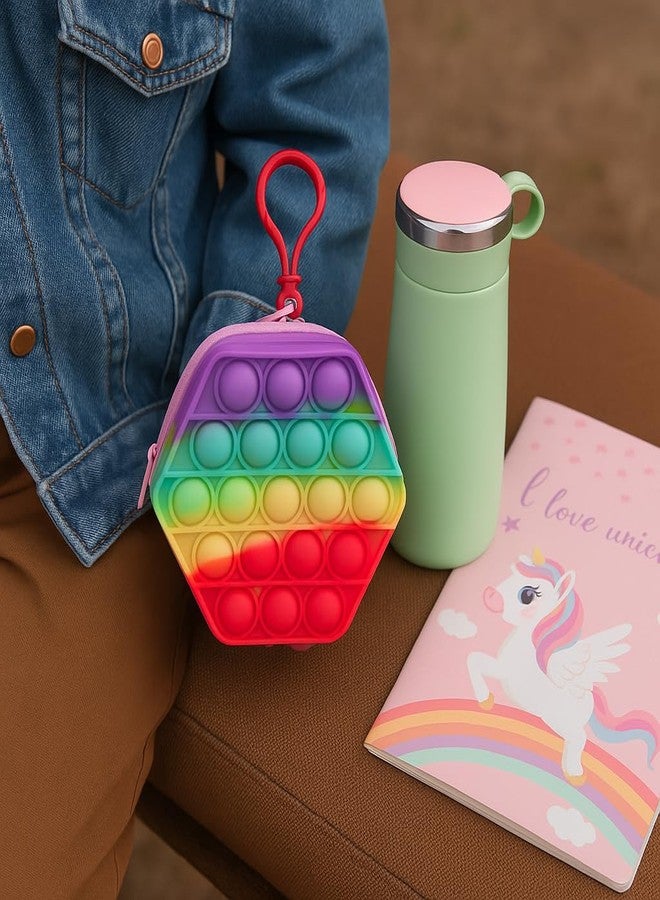 KALRA MAGIC® Rainbow Pop It Fidget Pencil Pouch | Zipper Closer Case for Stress Relief | Kids Girls Toys and Games Travel Storage Purse Sling Bag - Image 2