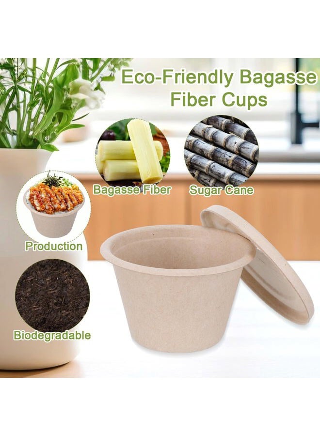 Tolare 150 Pcs 4 Oz Bagasse Fiber Condiment Cups with Lids - Image 4