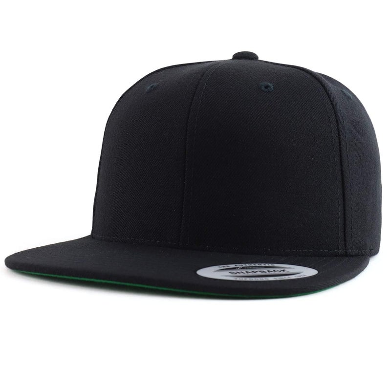 Armycrew Oversize XXL Structured Blank Flatbill Snapback Cap - Black - 2XL - Image 1