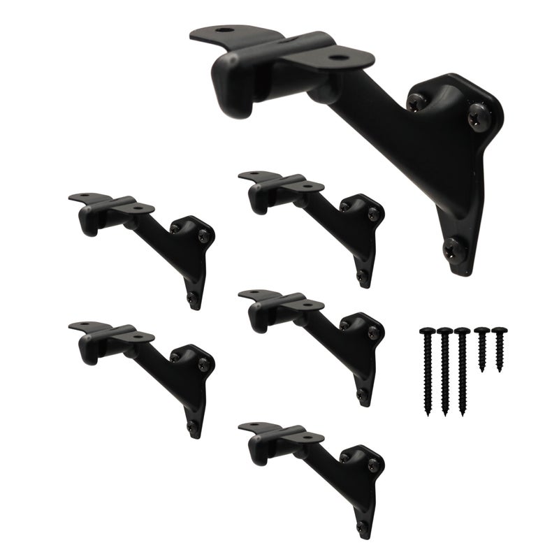 NACETURE Handrail Brackets for Stairs 6 Pack HeavyDuty 3Inch Black Handrail Brackets for Stairs IndoorOutdoor Banister Support - Image 2