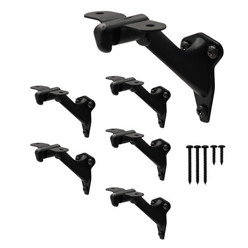 NACETURE Handrail Brackets for Stairs 6 Pack HeavyDuty 3Inch Black Handrail Brackets for Stairs IndoorOutdoor Banister Support - Image 1