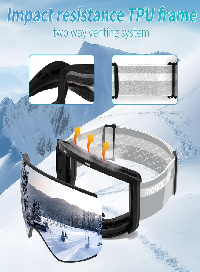 RIOROO Pro Ski Goggles for Men Women, Magnetic With Detachable Anti-Fog Lens, 100% UV Protection, OTG - Image 4