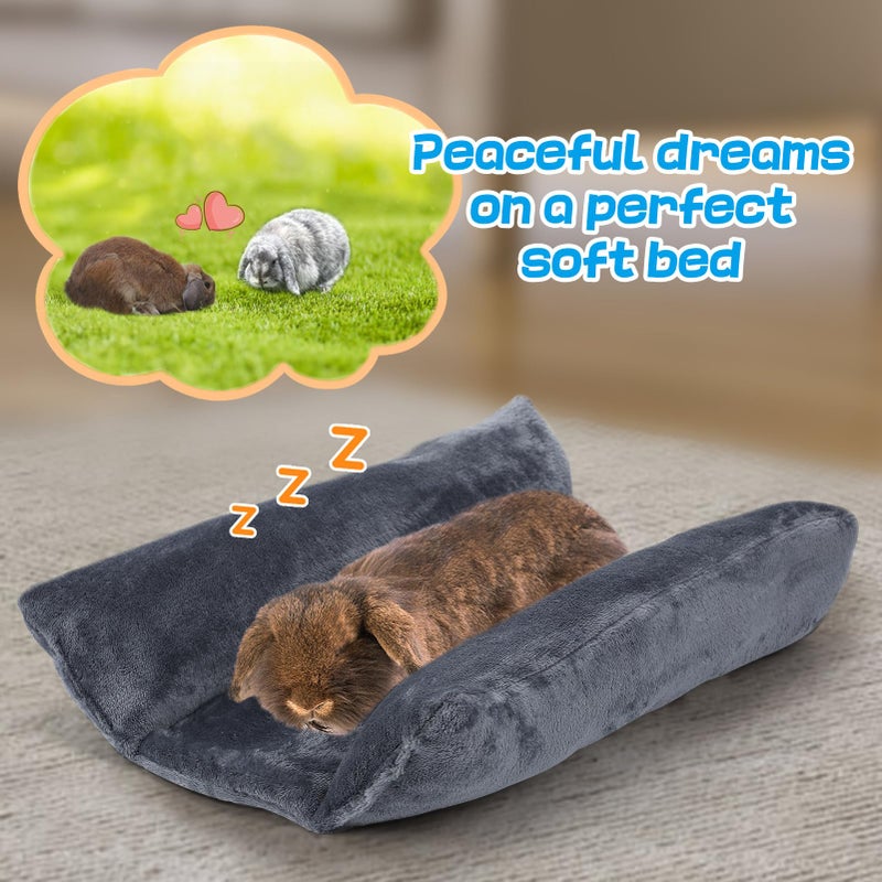 Alphatool Soft Bunny Bed - 15.7" x 14" Rabbit Bed, Warm Cuddle Cushion Plush Mat for Guinea Pig, Ferret, Small Animal - Grey - Image 4