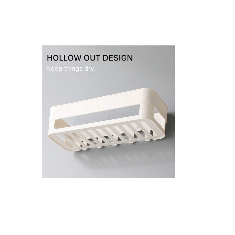 SOLARAE Self Adhesive Bathroom Shelf, Wall Mounted Storage Organizer, No Drilling Shower Caddy, Kitchen Storage Basket, Rack Shelves for Bathroom Kitchen 2 Pcs White Green - Image 3