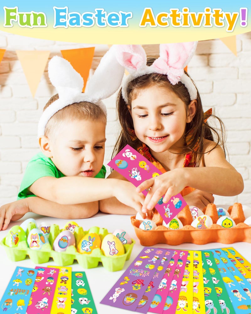 Oomloid 1260 PCS Easter Stickers for Kids, 100 Sheets Egg Decorating Fillers Bunny Stickers, Party Favors Activities Crafts Gifts Toddlers Easter Basket Stuffers for Kids Boys Girls Goodie Bags - Image 2