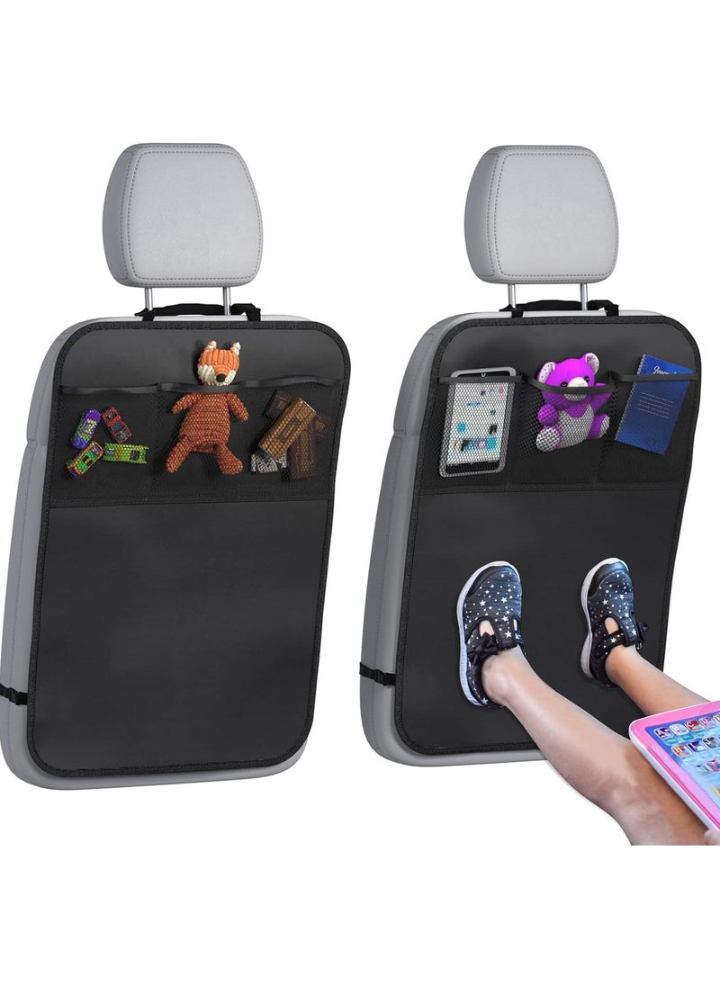 Generic - 2Pack Car Kick Mats, seat Back Kick mats, Waterproof Anti-slip Back Seat Cover for Children, Easy Clean&Organizer, Universal for Most Cars, Trucks, SUV(With 3 Organizers Pockets, Black) - Image 1