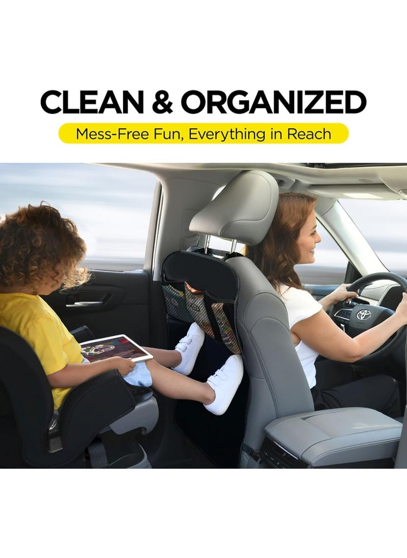 Generic - 2Pack Car Kick Mats, seat Back Kick mats, Waterproof Anti-slip Back Seat Cover for Children, Easy Clean&Organizer, Universal for Most Cars, Trucks, SUV(With 3 Organizers Pockets, Black) - Image 1