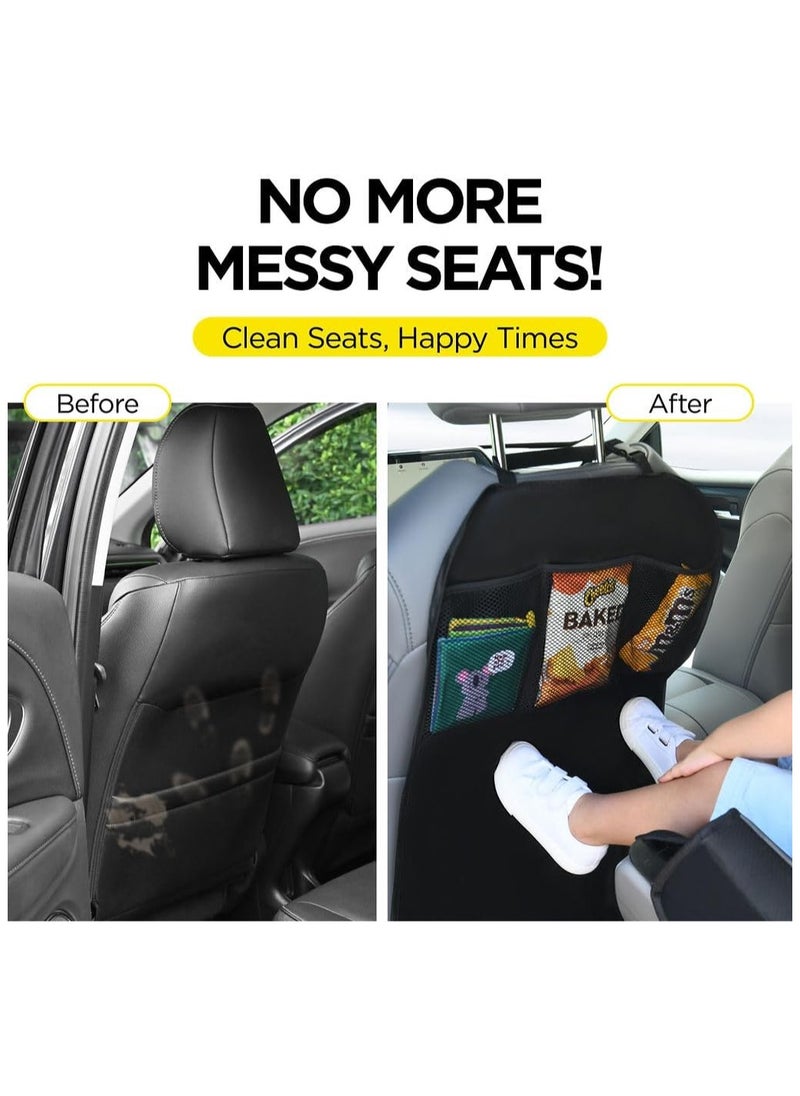 Generic - 2Pack Car Kick Mats, seat Back Kick mats, Waterproof Anti-slip Back Seat Cover for Children, Easy Clean&Organizer, Universal for Most Cars, Trucks, SUV(With 3 Organizers Pockets, Black) - Image 1