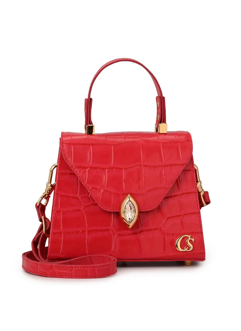 كارمن ستيفنز حقيبة بمقبض علوي أوركيد أحمر