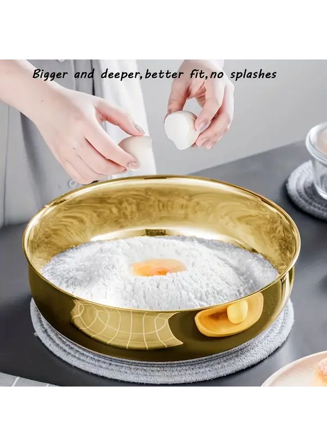 Golden Stainless Steel Mixing Bowl Large Rust Resistant Deep Wide For Kneading Dough Serving Noodles Washing Vegetables Making Soup Versatile Kitchen Essential - Image 2