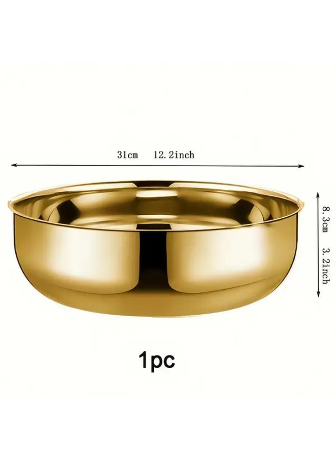 Golden Stainless Steel Mixing Bowl Large Rust Resistant Deep Wide For Kneading Dough Serving Noodles Washing Vegetables Making Soup Versatile Kitchen Essential - Image 3