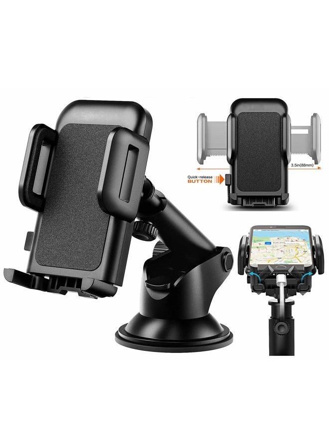 Pokanic Car Cell Phone Mount Stand Holder Cradle Dashboard Windshield Washable Sticky Gel Pad 360 Rotation Three-Side Grips Universal (Dashboard Mount) - Image 1